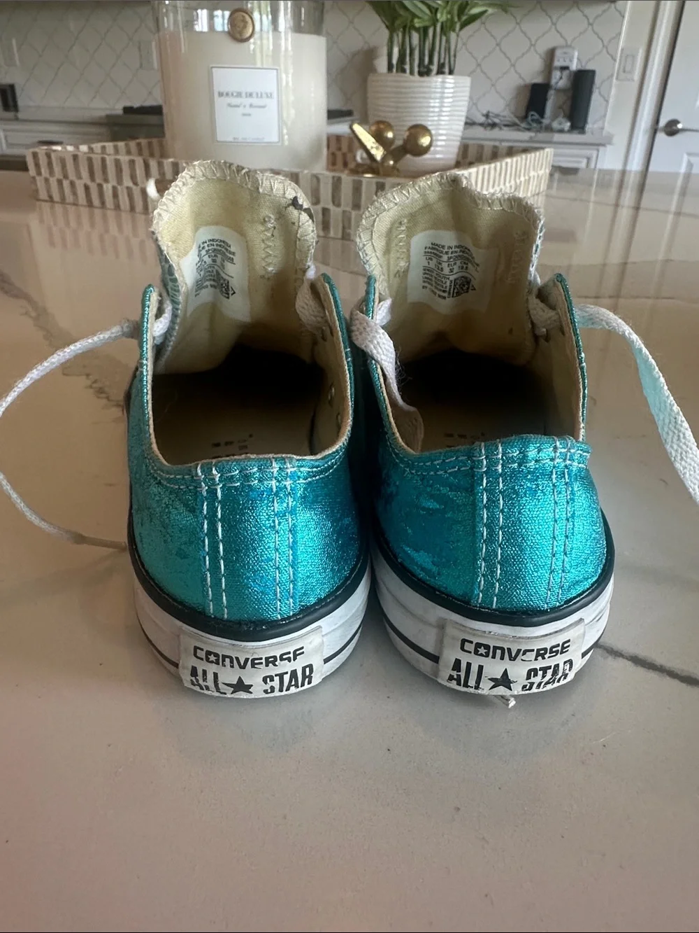 Converse Kids Low Top Sneakers in Teal Metallic